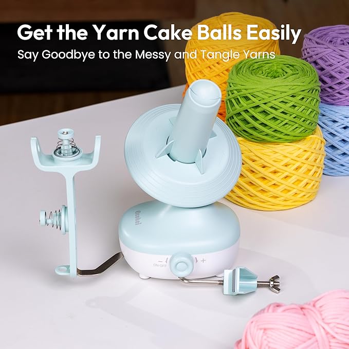 Etcokei Electric Yarn Winder M1 for Crocheting, Compact Yarn Cake with Strong Tension, Stepless Speed, Automatic Wool Spinner, Ideal Helper for Knitting Lovers (Mint Green)
