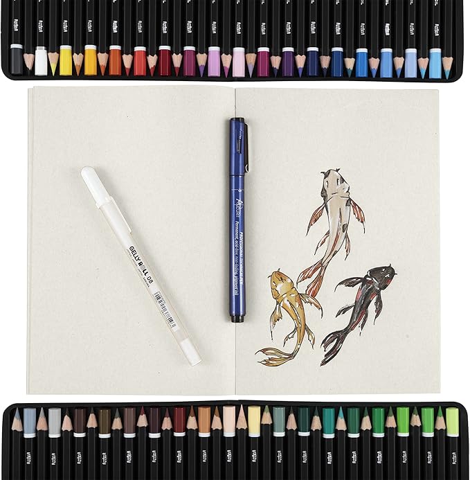 SoHo Urban Artist Open Bound Sketch Pads - Open Coptic Bound Sketch Pads for Drawing, Calligraphy, Any Dry Media, & More! - [Grey, White, & Kraft - 8.5x11-3 Pack]