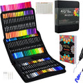Dual Tip Brush Art Marker Pens, 80 Unique Bright Color, Water-Based Ink, Fineliner & Brush Tip Pens for Arts Lovers Coloring Drawing Book, Calligraphy Writing, Sketching and Doodling