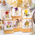 Yoksas 180Pcs Gold Foil Dried Flower Stickers - Clear Glitter Pressed Flowers Botanical Stickers for Scrapbooking,Junk Journals,Planner,Resin Art Supplies