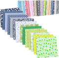 XANADU 10x10 Inch Cotton Fabric Squares Bundle -14 Pcs Pre-Cut Quilting Fabric for Sewing & Craft Patchwork (Green + Navy Blue)