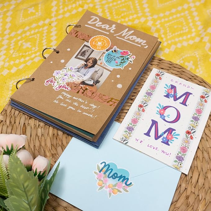 Navy Peony Heartfelt Mother's Day Stickers (22 Pieces) - Floral Themed, Funny, Waterproof | Mom Stickers for Crafts, Scrapbooks, Water Bottles