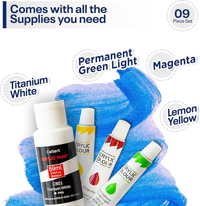 DIY Art Painting Kit for Adults – Learn to Paint Moth with Video Tutorials – 9 Pieces Acrylic Paint Set for Adults –Perfect Christmas Crafts & Holiday Gifts for Art Lovers