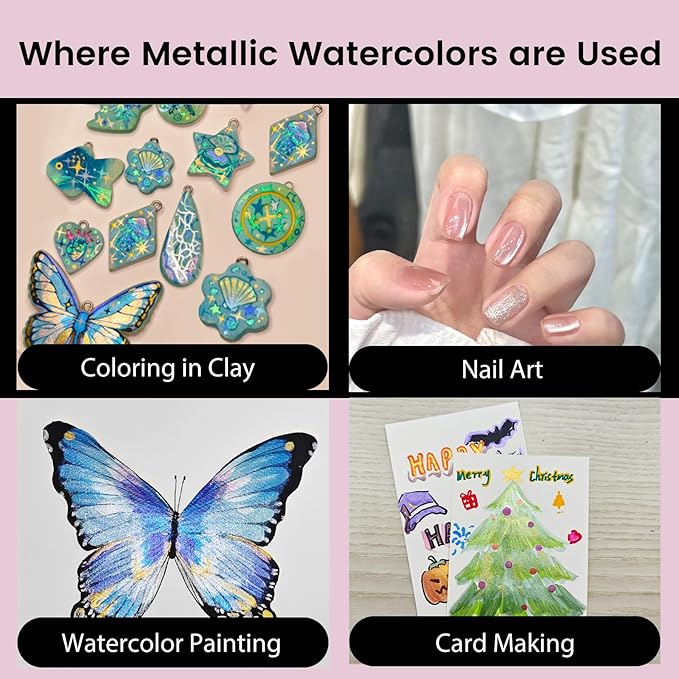Metallic Watercolor Paint, 18 Pigment Rich Colors + 2 Waterbrushes, XL Pans, Starry Series Water Color for Professionals Artists & Crafters