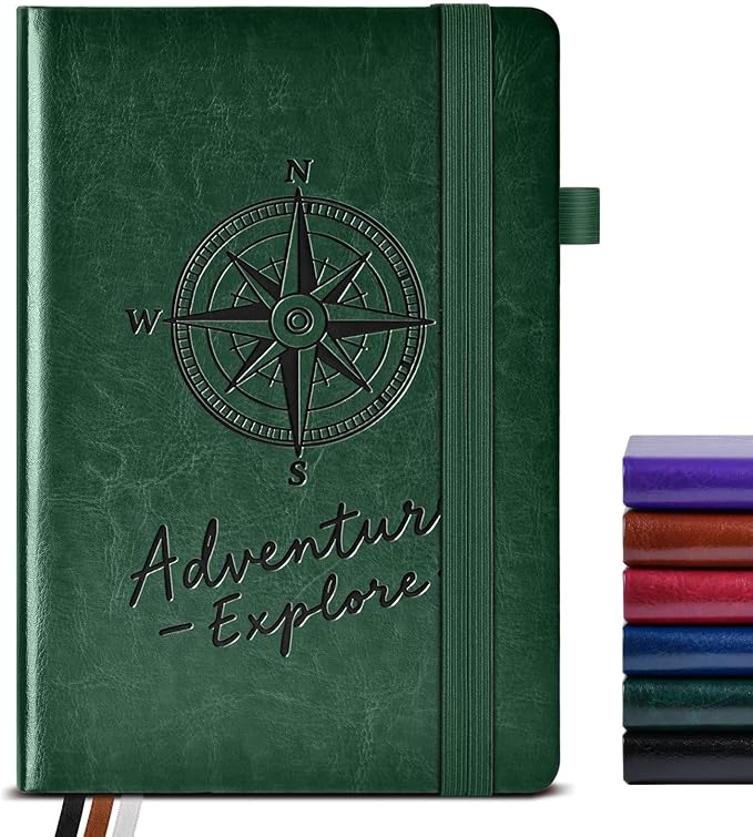 Lined Journal Notebook for Women Men, 160 Pages, A5 Hardcover Vintage Leather Journaling Notebooks for Work, School, Note Taking, Travel, Bible Study, Daily Diary for Writing 5.8"x8.5" (Green)
