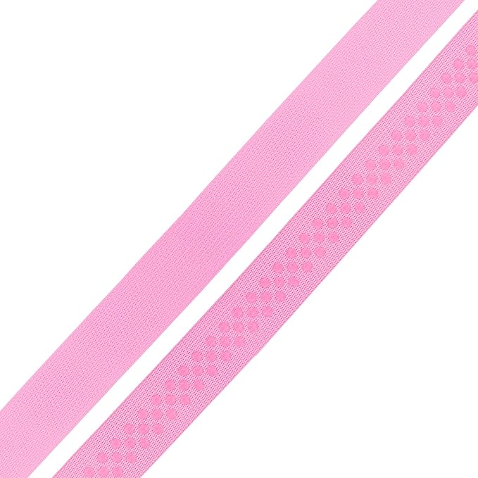 Mandala Crafts 1 Inch Elastic Silicone Gripper Tape for Clothing - 10 Yds Dotted Non Slip Elastic Band for Sewing - Pink Silicone Flat Fabric Stretchy Ribbon Straps