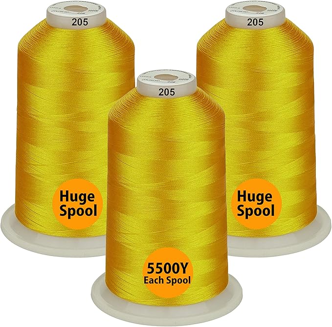 Simthread - 33 Selections - Various Assorted Color Packs of Polyester Embroidery Machine Thread Huge Spool 5500Y for All Purpose Sewing Embroidery Machines - Yellow