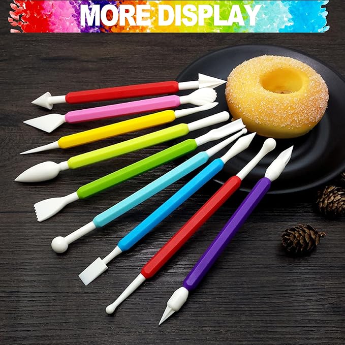 LINPHCEY 9PCS Clay Tools for Kids & Adults Air Dry Clay Tool Kit Plastic Clay Sculpting Tools Set for DIY Pottery, Modeling Molding Polymer Clay – Safe & Easy Grip for Beginners & Craft Lovers