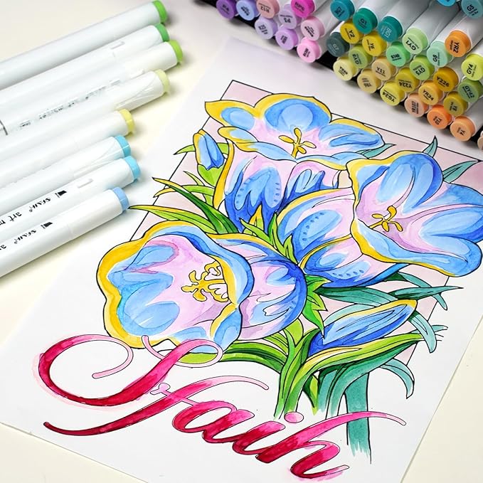 SFAIH Alcohol Markers Brush & Fine - 121 Colors Double Tipped Art Markers for Adult Coloring Illustration, Gifts for Artist Adult - Adjustable Shoulder Strap & Faux Leather Lining & Outer Zip Pocket