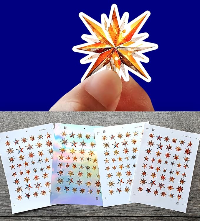 Stickers Pack (Over 150 Stickers) Gorgeous Brass and Golden Star Decorations Vintage Styled Small Vinyl Stickers White Holographic Transparent