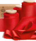 Vitalizart Red Silk Satin Ribbon 1-1/2 inch x 15 Yard Christmas Ribbon Handmade Frayed Ribbons for Gift Wrapping Baby Shower Wedding Bridal Bouquets Holiday Decor