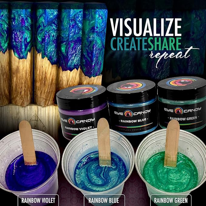 Eye Candy Pigments Premium Purple Mica Powder - Rainbow Violet (25gr) - for Epoxy, Resin, Soap, Paint, Woodworking, Acrylic Pouring, Bath Bombs, Fishing Lures - DIY Arts and Crafts Additive