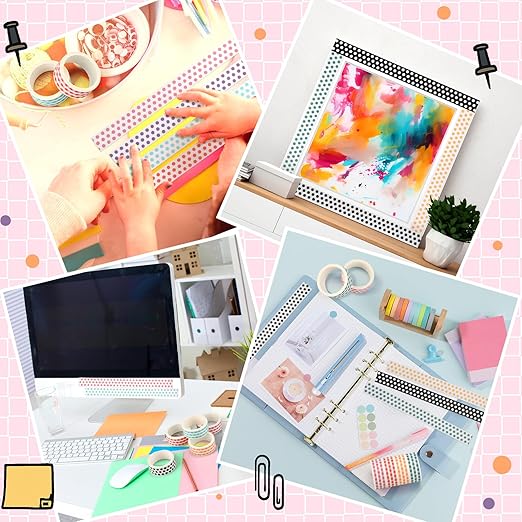 Janlaugh 24 Rolls Dot Washi Tape Gifts Bulk Colorful Polka Dot Washi Stickers for Crafting Gift Journals Planners Scrapbooking Gift Wrapping DIY Crafts
