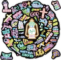 70 Pcs Neon Christian Bible Kids Stickers, Jesus Christ Faith Vinyl Waterproof Water Bottle Decals, Teens Adults Religious Christianity Christmas Thanksgiving Decor