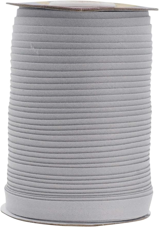 Mandala Crafts 55 Yards 1/2 Inch Gray Double Fold Bias Tape for Sewing - Bias Binding Tape for Quilting Binding, Hemming, Seam, and Fabric Piping