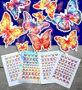 Stickers Pack (Over 150 Stickers) Colourful and Bright Summery Butterflies Vintage Styled Small Vinyl Stickers White Holographic Transparent