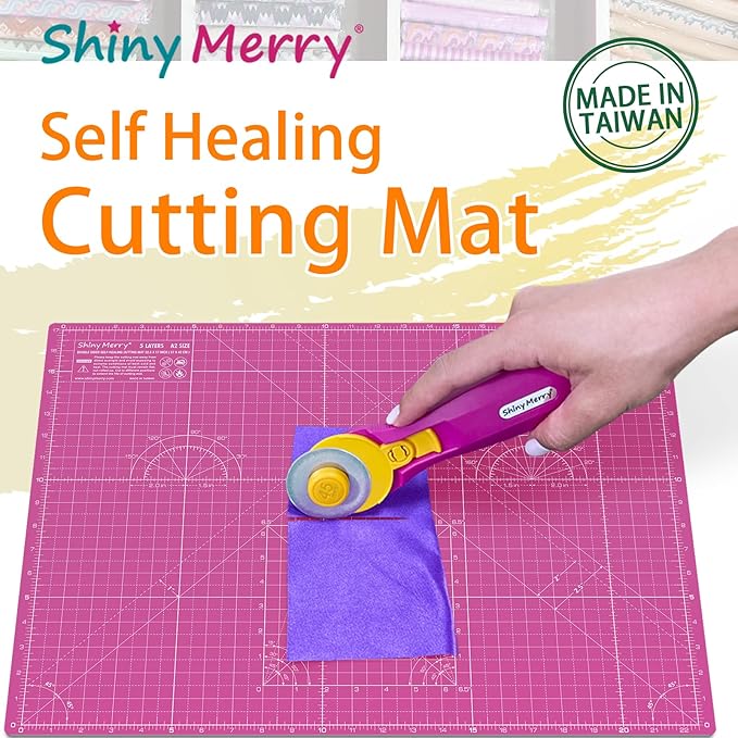 Self Healing Cutting Mat A2 18"x24" – Double Sided 5-Ply Craft Mat for Sewing, Quilting, Fabric, Scrapbooking – Pink/Purple