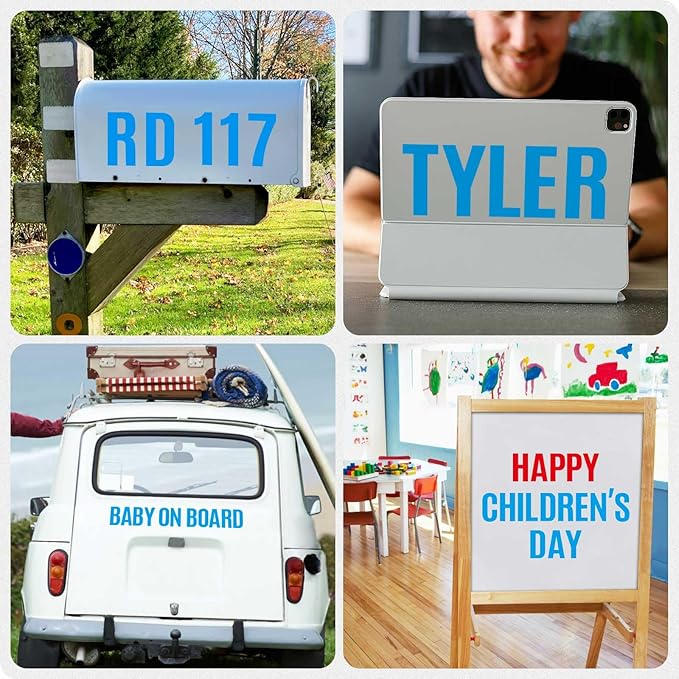 Seloom 13 Sheets Alphabet Stickers,4 Inch Large Vinyl Letter Number Stickers Self Adhesive,Waterproof Numbers Alphabet Letters Labels for DIY Crafts,Mailbox,Notebook,Door,Water Bottles,Car(Blue)