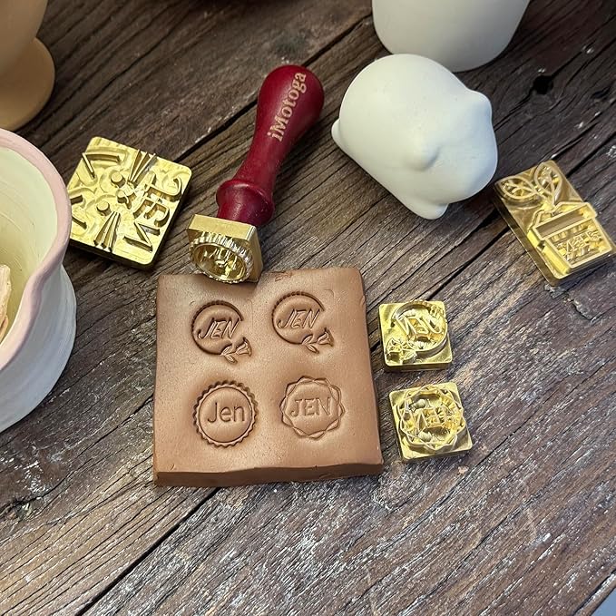 Custom Logo Clay Stamp for Pottery – Letter Stamps & Polymer Clay Tools, Pottery Stamps for Clay, Ceramic & Clay Tools for DIY Crafting (mini)