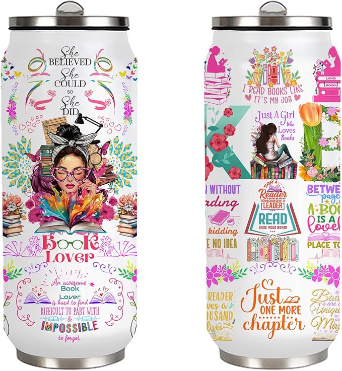 Book Lovers Gifts Stainless Steel Tumbler,Bookish Gifts Coffee Mug with Lid,Bookworm Tumbler,Book Accessories Librarian Gift for Women Girls Daughter 17 Oz