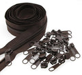 Leekayer #5 Brown Nylon Coil Sewing Zippers by The Yard Bulk 10 Yards with 25pcs Sliders for DIY Tailor Sewing Craft Bag(Brown)
