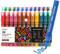 Grabie 24 Glitter Metallic Markers, Medium Tip Glitter Acrylic Paint Markers, Quick-Drying Water-based Ink Glitter Pens for Adults, DIY Crafts Making, Set of 24