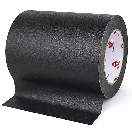 BOMEI PACK Black Wide Painters Tape 6 Inch, Wide Masking Tape 6'' x 55 yds Length, 21-Day Clean Removal for Laser Cutting/Engraving & 3D Printing Painting Tape for Indoor and Outdoor Use