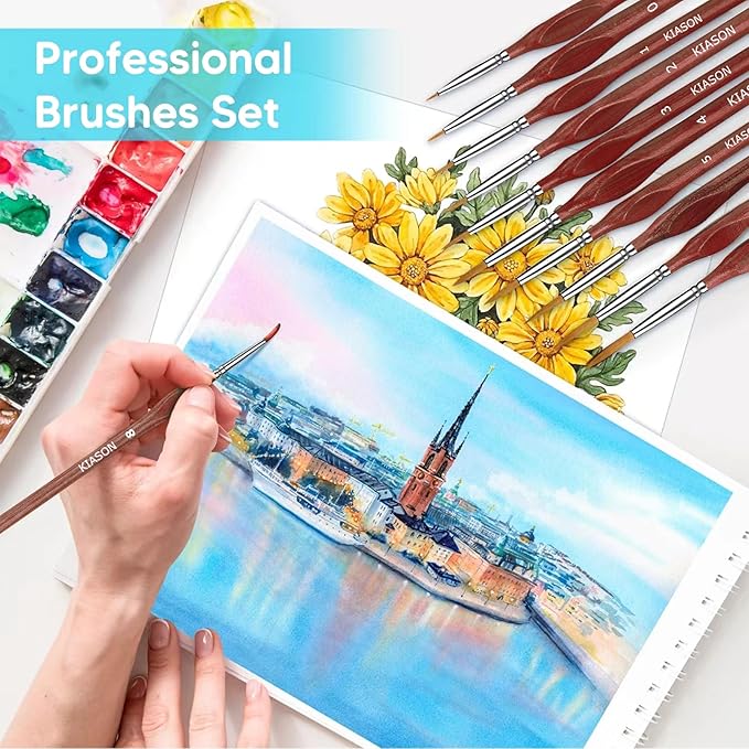 10PC Miniature Paint Brush for Fine Detailing, Detail Paint Brush,Small Painting Brushes for Art, Crafts, Acrylic, Watercolor, Model, Face, Paint by Number, Figurine (Brown)