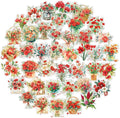 50pcs Red Flower Stickers for Scrapbooking - Waterproof Clear Floral Botanical Sticker for Journaling, Crafts, Art Projects, Glass Potion Bottles