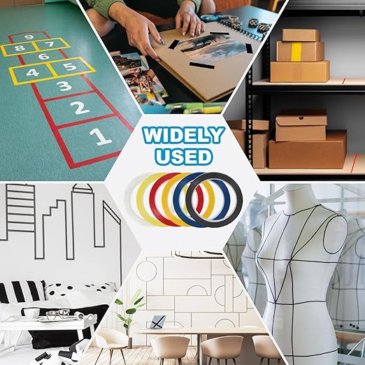 MECCANIXITY Whiteboard Tape 1" x 72 Yard Pinstripe Graphic Chart Line Grid Marking Tapes for Classroom Office Dry Erase Board Art, Clear, Pack of 3