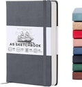 Beechmore Books A5 Sketchbook – 5.8x8.3 Premium Vegan Leather Bound Large Sketch Book Hardcover with 156 Thick 160gsm Perforated Ivory Pages, Blank Sketch Pad, Gift Boxed Back Pocket, Ribbon Bookmark