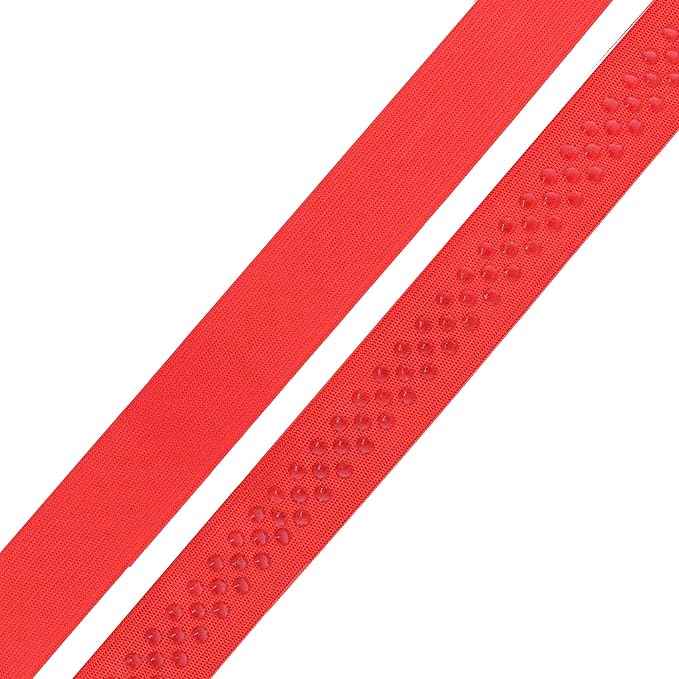 Mandala Crafts 1 Inch Elastic Silicone Gripper Tape for Clothing - 10 Yds Dotted Non Slip Elastic Band for Sewing - Red Silicone Flat Fabric Stretchy Ribbon Straps
