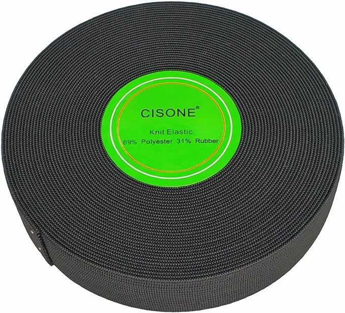 1 Inch Knit Elastic Spool Black Heavy Stretch High Elasticity Knit Elastic Band 10 Yards