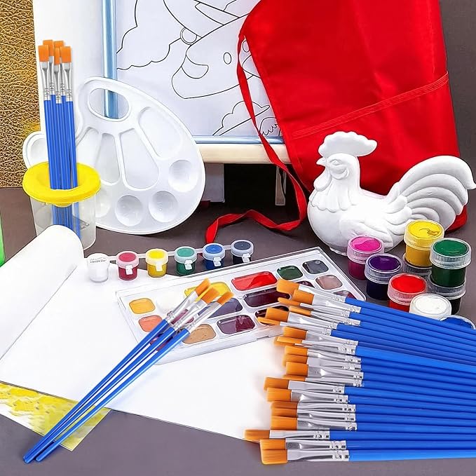 Paint Brush Bulk, 50 Pcs Small Brushes for Acrylic Painting, Craft Paint Brushes Set for Kids Watercolor Face Canvas Detail Painting (Flat)