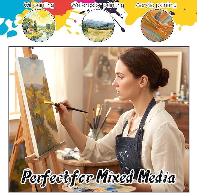 40 Pcs 1 Inch Flat Paint Brushes Large Acrylic Craft Paint Brush with Wooden Handles for Watercolor, Oil Painting, Face Body Art