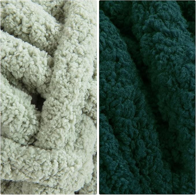 HOMBYS 8 Pack Assorted Chunky Yarn for Crocheting,Super Bulky Large Soft Fluffy Yarn,Plush Fuzzy Yarn,Thick Chenille Yarn for Hand Knitting/Arm Knitting,4 Green & 4 Dark Green(27yds,8 oz Each Skein)