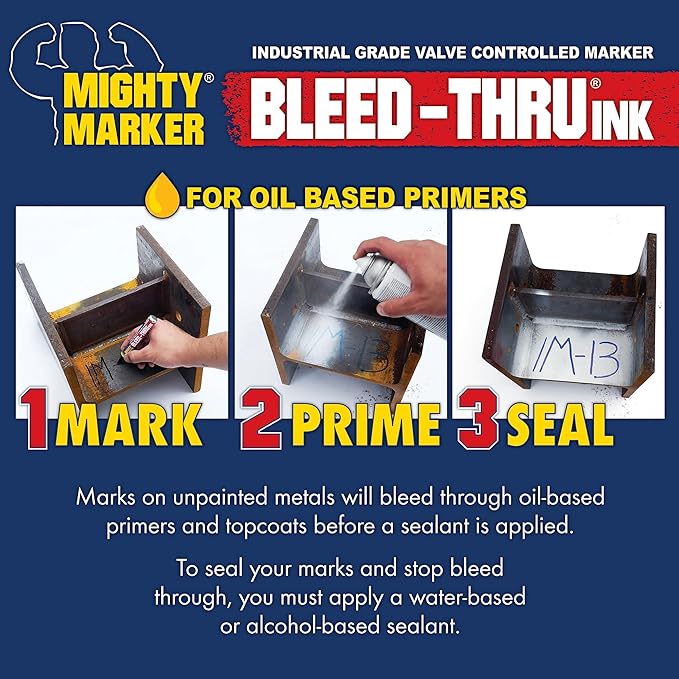 IM-15 Industrial Bleed-Thru Marker, Super Jumbo 30ml Ink, Bleeds Through Oil-Based Primers, Seal with Water or Alcohol-Based Top Coat, Valve Action, Made in USA – Red 3 Pack