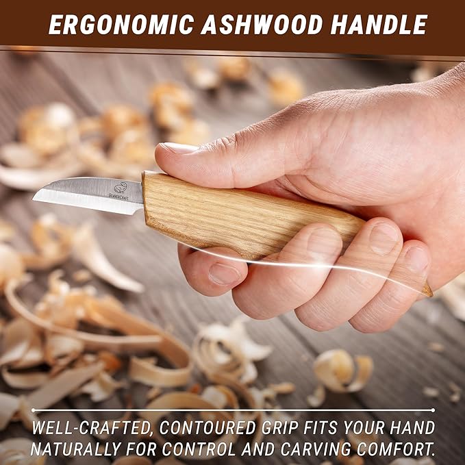 BeaverCraft Whittling Knife C2 6.5" - Wood Chip Carving Knife for General Purpose - Detail Whittling Knives Carbon Steel - Wood Carving Tools for Beginners