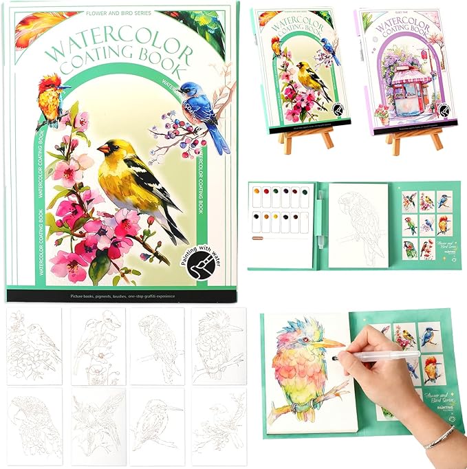 2026 New Creative Stress Relief Kit Watercolor Workbook, DIY 3-Fold Watercolor Painting Pad for Beginners & Enthusiasts, All-in-One Travel Art Kit (B Set)