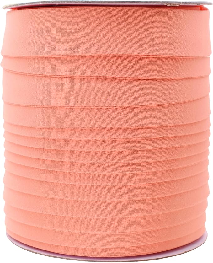 Mandala Crafts 55 Yards 1 Inch Salmon Double Fold Bias Tape for Sewing - Bias Binding Tape for Quilting Binding, Hemming, Seam, and Fabric Piping