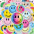 BEATRI Smiley Face Stickers - 50pcs | Waterproof Vinyl Stickers Teaching Rewards, Laptop, Notebooks, Stationery, Luggage | Non-Repeating Decals, High-Definition Print