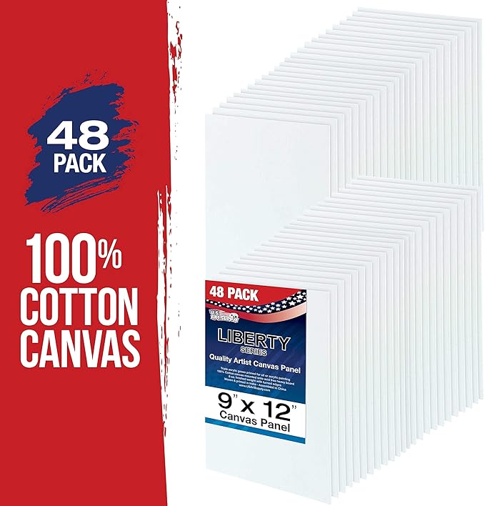 US Art Supply 9 X 12 inch Professional Artist Quality Acid Free Canvas Panels 4-12-Packs (1 Full Case of 48 Single Canvas Panels)