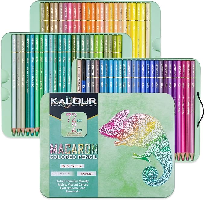72+2 Count Macaron Pastel Colored Pencils for Adult Coloring Books, Artists Soft Core, Ideal for Drawing Blending Shading, Coloring Pencils Set Gift for Adults Beginners