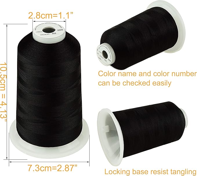 Simthread - 33 Selections - Various Assorted Color Packs of Polyester Gray Embroidery Machine Thread Huge Spool 5500Y for All Purpose Sewing Embroidery Machines - Essential Color 3