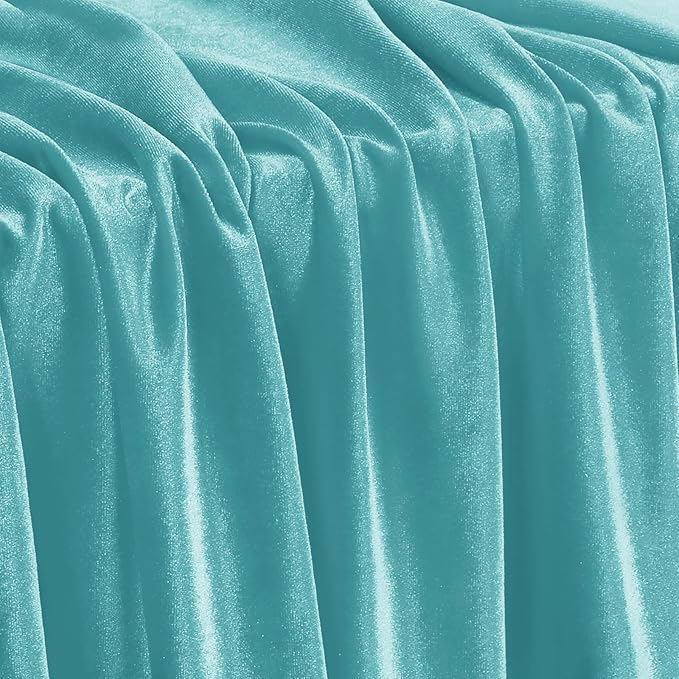 KKJIAF Aqua Sky Stretch Velvet Fabric 60 Inch Wide, 5 Yard Soft Stretchy Fabric for Sewing Clothes, Apparel, Costume, Crafts - 90% Polyester 10% Spandex