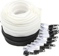 Leekayer #5 Nylon Coil Sewing Zippers by The Yard Bulk 10 Yards White and Black Colors with 20pcs Matched Sliders for DIY Tailor Sewing Craft,Luggage,Dress,Sofa Cushion, Pillow, Bag(White and Black)