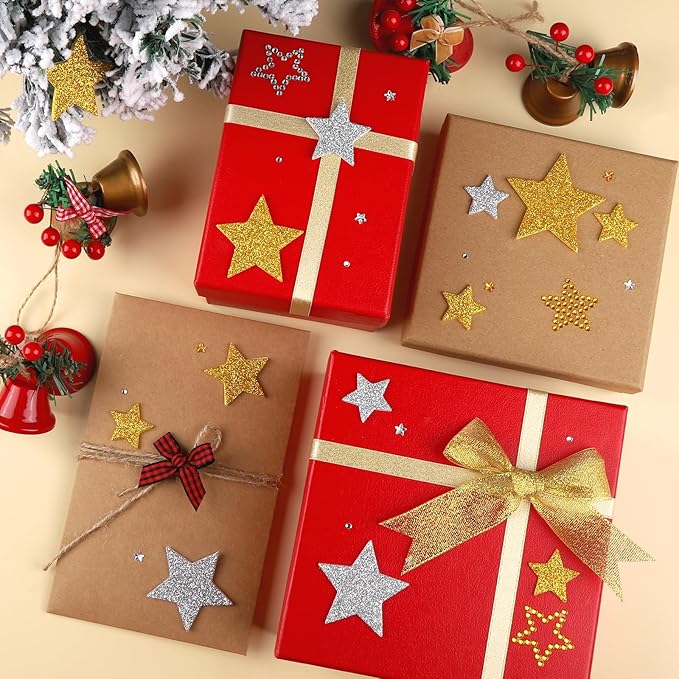 YGDZ Foam Star Stickers Gems Stick On Set, Gold Silver Glitter Star Self Adhesive for Crafts, Rhinestones Jewel Stick On for Posters, Christmas Home Decor, Craft Supplies for Kids