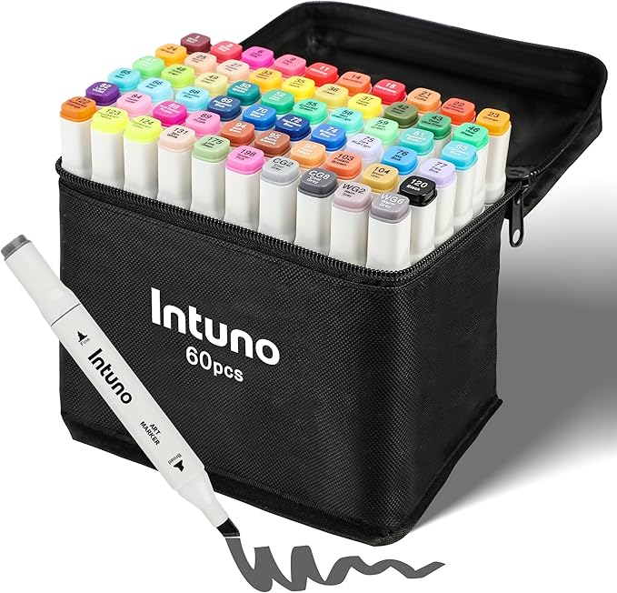 Alcohol Markers, 60 Count, Dual Tips Markers, Set for Painting, Coloring Drawing Sketching, Multicolor