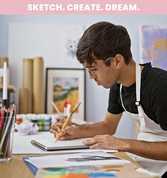 Sketch Book 2-Pack Spiral Bound Sketch Pad 100 Sheets - 9x12 Sketchbook (68lb/100gsm) Acid-Free Drawing Pad, Perforated Pages, Premium-Thick Paper - for Kids and Adults, Dry Media Use