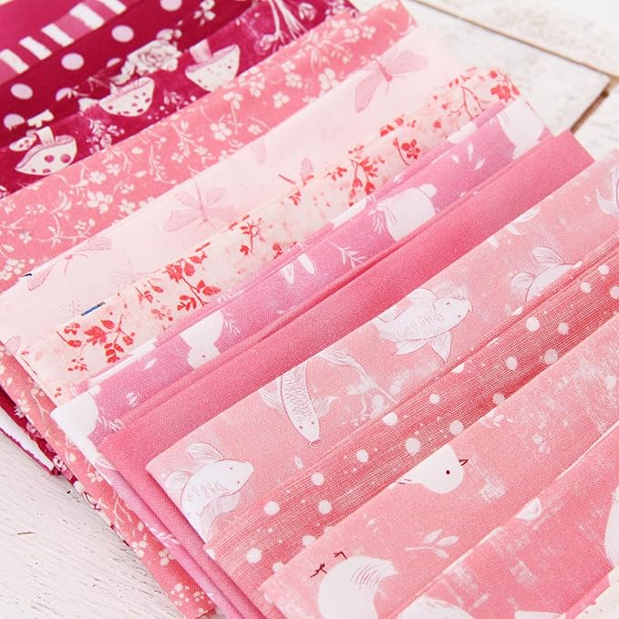 Threadart Exclusive 20 Fat Quarter Bundles - Pink Vintage Prints 100% Cotton Fabric - Premium 100% Cotton Quilting Fabric - No Duplicates - Full Size Fat Quarters 18"x21" - Pink